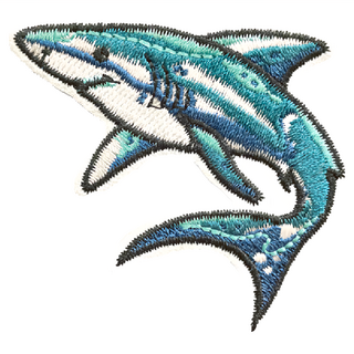 刺繡貼紙, 鯊魚 綠色, 1張
