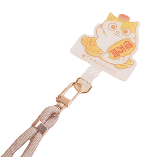 黃阿瑪的後宮生活 手機吊片掛繩套組 軟膠尼龍材質 繩長最短約80cm 最長約150cm, 招財黃阿瑪 黃色 + 白色, 1組