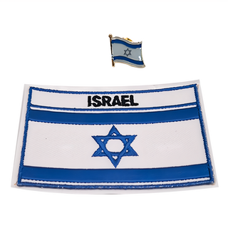 A-ONE 匯旺 以色列國旗刺繡 DIY國旗刺繡徽章 8x5cm + 國旗別針 15mmx12mm 鐵烤漆+波麗/電鍍青銅 台灣製, 彩色