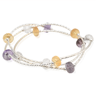 鑫運來 紫水晶黃水晶925銀管手鍊, #68