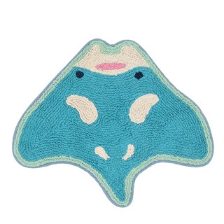 Tomo 療癒海洋生物地墊 魟魚款 可愛造型 柔軟舒適 吸水防滑 居家裝飾, 1個, 54 x 45cm