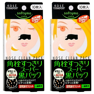 KOSE 高絲 softymo 絲芙蒂 女用粉刺清潔貼布 Set 角栓清潔鼻貼 含植物性保濕成份 及皮脂吸附, 10枚, 2盒