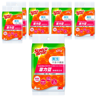 3M Scotch-Brite 百利 潔力豆海綿菜瓜布 餐具杯具不沾鍋專用, 4片, 6包