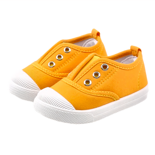 bebehome 兒童防滑伸縮帶輕便帆布鞋，彈力設計，柔軟鞋身搭配防滑膠底, 175mm, 黃色, 1雙