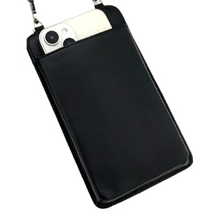 真皮頭層牛皮 2WAY 女士單肩包手機包小包 - 黑色, 10.5 x 17.3 x 1cm