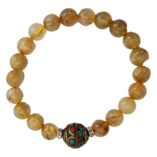 鈦晶晶鑽圓珠 水晶手鍊, 1個, 吉祥圓滿, 約18cm