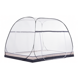 Life 大方頂蒙古包雙開門蚊帳 加大加寬加高免安裝, 條紋灰、條紋綠