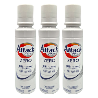 Attack 一匙靈 ZERO 濃縮強效洗衣精 標準型 洗淨技術, 580g, 3瓶