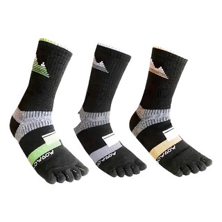 WOAWOA 極致速乾羊毛高筒5趾襪3件組