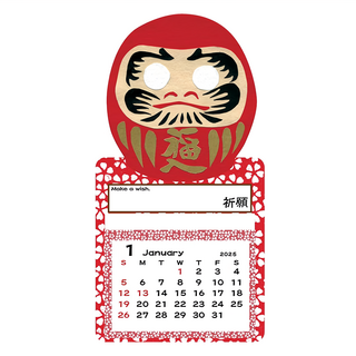 Greeting Life 吉祥物2025年迷你年曆 附磁鐵, 福神達摩, 1組