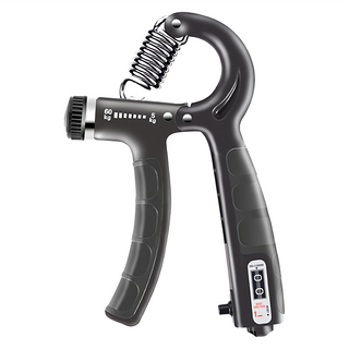 FANCY LIFE 可計數握力器, 黑灰色, 可調節阻力, 手部訓練, 1個, 11x16.5x2.5cm