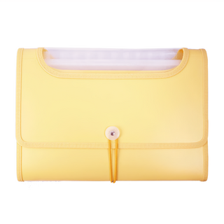 DaTaBanK 三田文具 A4色板開天窗12層風琴夾 KA4-12FW-27, 33.5*24.5*2.5cm 聚丙烯(P.P), 黃色, 1個