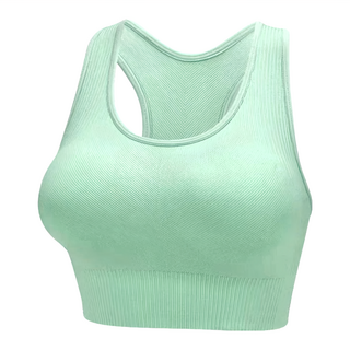 高強度挖背運動內衣 加寬側邊 加寬雙層肩帶, L, 馬卡龍藍綠