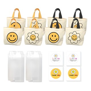 微笑雛菊托特包 幼兒園生日禮物 + 盒子 + 2款貼紙套組, 混色, 8套