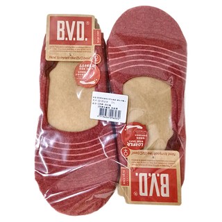 B.V.D.簡約條紋休閒女襪套 6雙入, 22~25cm, 暗紅色