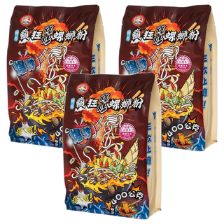 一碗好麵 瘋狂爆炒螺獅粉 400g - 台灣米製Q彈米粉 爆炒工藝香氣濃郁, 3包