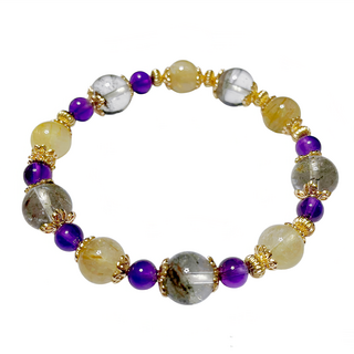 鈦晶綠幽靈紫水晶手鍊 10mm, 混色