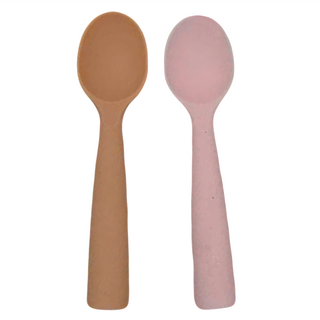 miniware 矽膠學習湯匙組 100%食品級材質, 矽膠湯匙 2支, 棉花糖 + 太妃糖, 1組