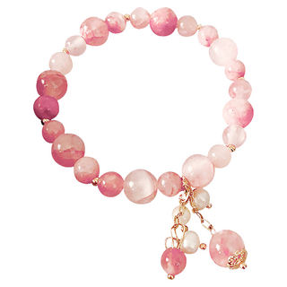 ins 韓系草莓晶佛系少女手鍊, 粉色, 7 x 7 x 1cm