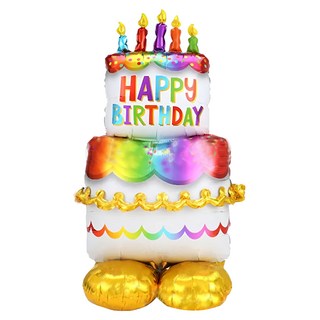 3D站立氣球 生日蛋糕，87cm x 59cm, 生日蛋糕 多色, 1個