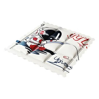 bebehome 現代簡約辦公室方格冰絲涼感墊, 太空人垂釣 白色 + 紅色 + 黑色