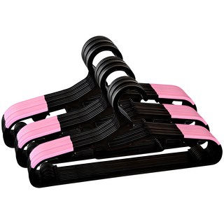 Deco 圓弧防滑衣架, 粉紅色 + 黑色, 30入