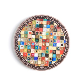 life shop 矽藻土防滑杯墊 幾何圖案 吸水防滑 桌面保護, 1入, 多色, 10.8 x 0.7cm