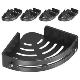 JAR 嚴選 免打孔浴室三角瀝水多功能置物架, 黑色, 9個