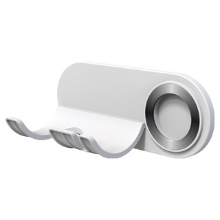 i LIFE 高級防水簡約吹風機架 磁吸風嘴款, 19 x 7.8 x 8cm, 陶瓷白, 免打孔浴室收納, 1個