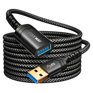 CODEWAY USB 3.0 5Gbps 公對母 高速傳輸延長線, 5m, 黑色, 1條
