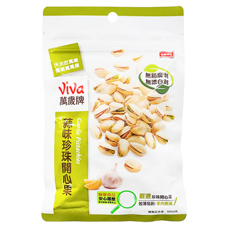 ViVa 萬歲牌 蒜味珍珠開心果, 果仁飽滿, 口感清甜脆爽, 100g, 1包