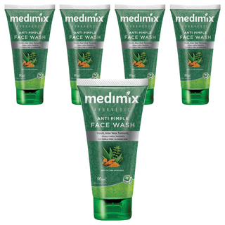 Medimix 阿育吠陀草本抗痘洗面乳 含蘆薈、薑黃 不含皂鹼、介面活性劑、防腐劑, 150ml, 5條