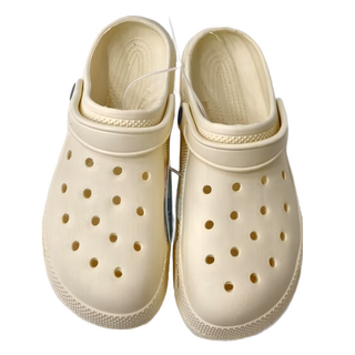 韓系風格厚底布希鞋, 250mm, 米黃色