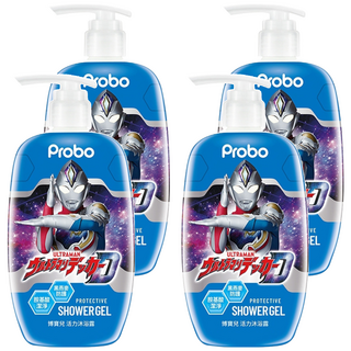 Probo 博寶兒 ULTRAMAN 活力沐浴露, 胺基酸潔淨, 黑燕麥防護, 500ml, 4瓶