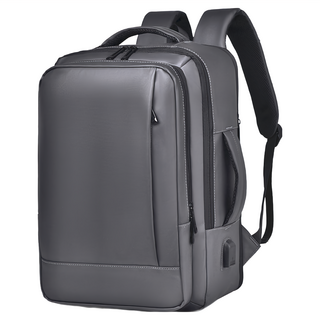 Howback 好背客 高質感防潑水上班通勤旅行雙肩包 15吋 多空間設計 多口袋大容量 USB充電接口, 灰色