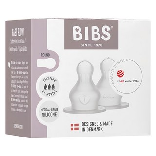 BIBS 標口奶瓶矽膠奶嘴 2個, 1盒, 4個月 高流速