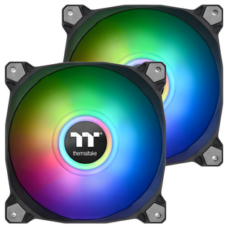 曜越 Thermaltake Pure Duo 12 ARGB 主板連動風扇, 1680萬色 2-LED光圈設計, 低噪音液壓軸承, CL-F115-PL12SW-A, 黑色, 2顆