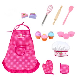 Mother garden 家家酒 扮演套組 包括圍裙、廚師帽、隔熱墊、防燙手套等, 糕點師, 1組