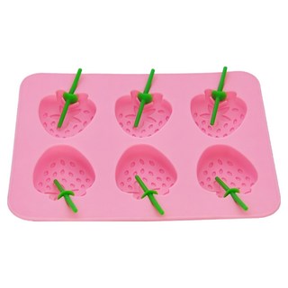 iSFun 草莓冰棒 矽膠模型製冰盒, 顏色隨機, 1個