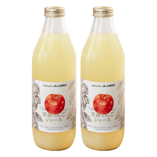 JA 相馬村 青森蘋果汁不含一滴水 果汁含有率99.9% 嚴選蜜蘋果 香氣濃郁 甜美可口, 1L, 2瓶