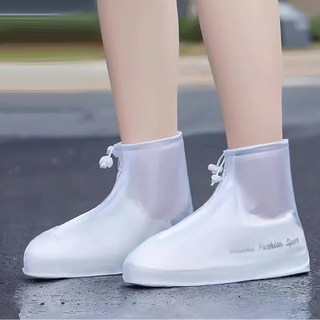COMET 快穿便攜加厚雨鞋套 筒高18cm 鞋底尺寸M:26.8cm, 磨砂白, 1雙