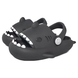 鯊魚兒童防滑厚底兩用洞洞涼拖鞋, EVA+橡膠, 灰色, 150mm