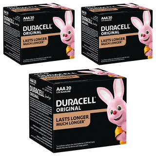 DURACELL 金頂 經典鹼性電池 4號AAA, 20個裝, 3盒
