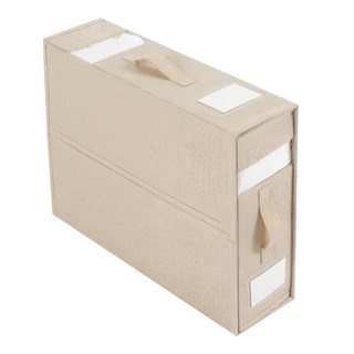 立體可堆疊式布藝收納箱 F0679-03, 38 x 33 x 11.5cm, 米色, 1個