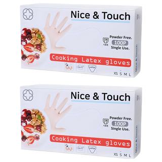 Nice&Touch 萬用料理乳膠手套100入 無粉 單次使用, 白色, 小(S), 2盒
