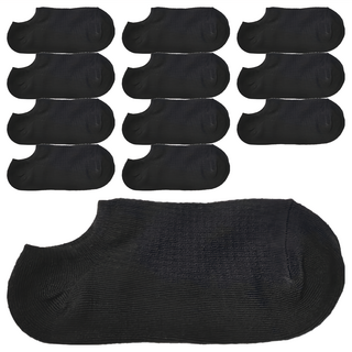 Cool Angel 天使之翼 隱形船襪12雙組 - 棉35% 聚酯纖維60% 台灣製, 黑色, 22~24cm