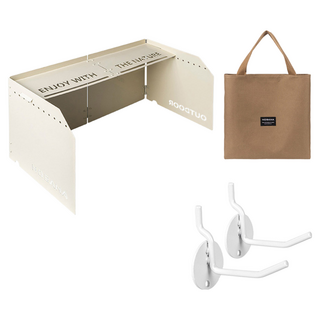 NOBANA 摺疊擋風板含置物桌面 附收納袋 + 掛物勾 白色 露營配件 2個, 1組