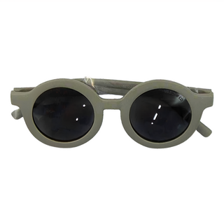 Grech&Co 兒童經典墨鏡二代 圓框, Resilient, 耐用輕巧超輕, 防破裂, 男女通用, 防震防刮偏光鏡片, 12.5 x 14cm, 水泥灰