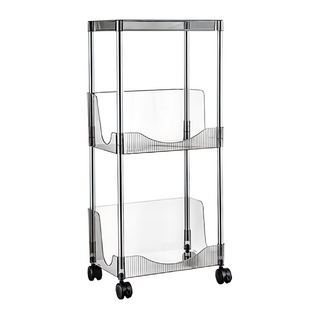 FAmILyLIFE 生活 加高圍欄U型附輪防摔置物架 3層款 A-198-G 35 x 22.5 x 77cm 1780g, 透明灰