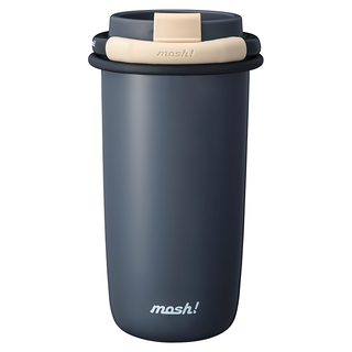 mosh 圈圈吸管杯, 不鏽鋼隨行杯, 480ml, 芝麻起司 黑色, 1個